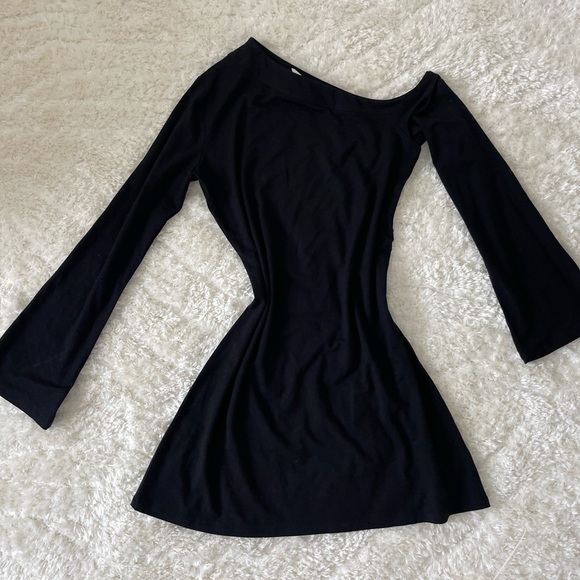Reformation Dresses | Black Willow One-Shoulder Knit Dress Size Large - Picture 6 of 6